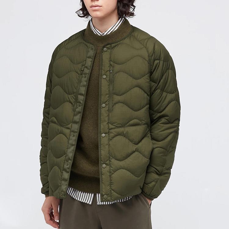Uniqlo X White Mountaineering Совместная работа Премиум Легкая Свободный крой Стеганая пуховая куртка Унисекс верхняя одежда Оливковый 442562-56