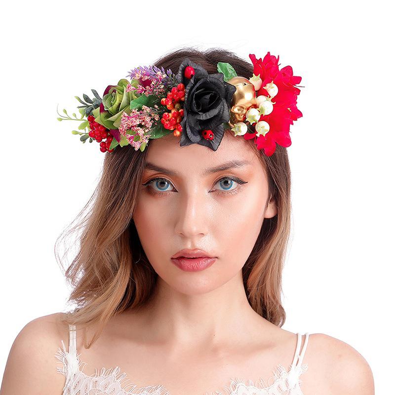 Искусственная гирлянда на голову на Хэллоуин, искусственная цветочная гирлянда на голову, фестиваль, бохо, хиппи, пляж