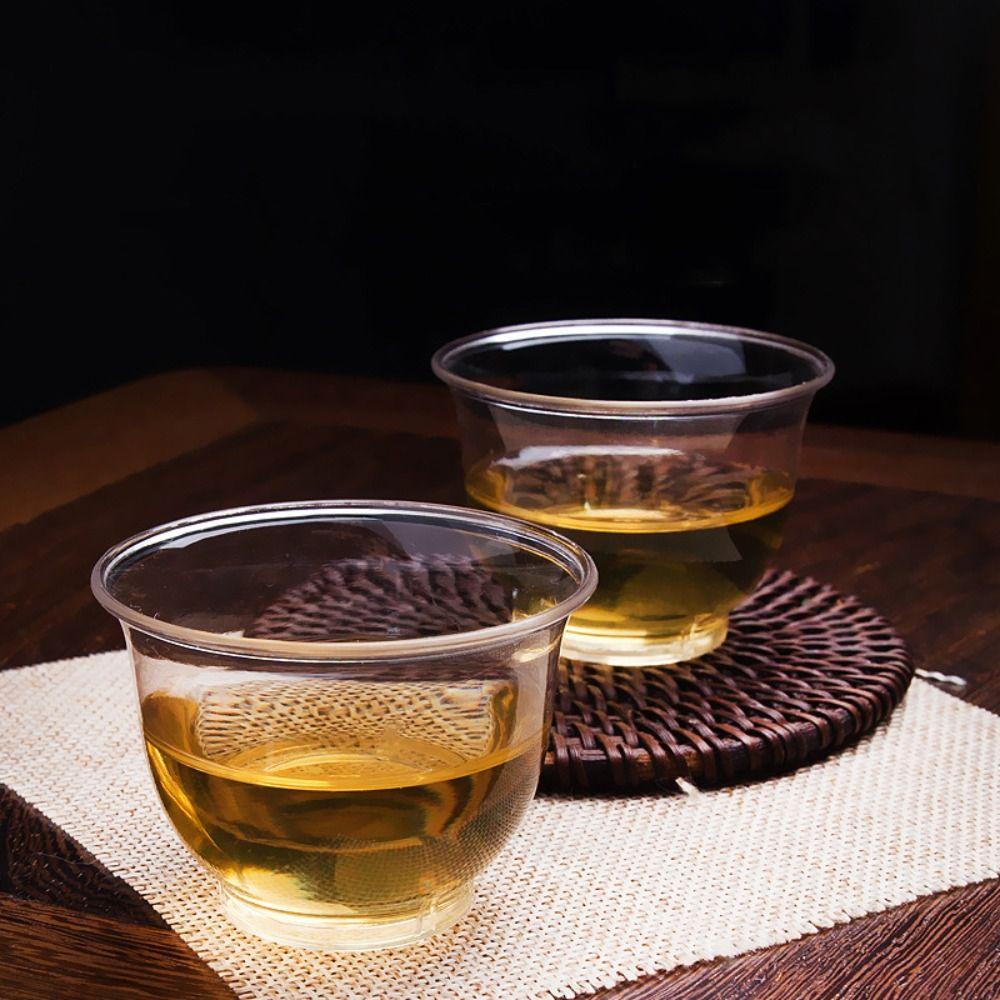 50pcs Disposable Shot Cup Thickening Kung Fu Tea Cup Mini Clear Plastic Tea Cup Entertain Guests