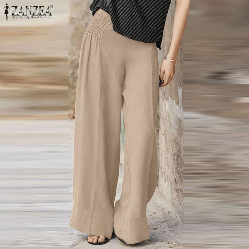 ZANZEA Женские летние свободные прямые плиссированные брюки