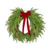 16 Inch Real Touch Norfolk Pine Christmas Wreath for Front Door Faux Cedar Greenery Wreath with Pine Cones And Bows for Wall Window Farmhouse Outdoor