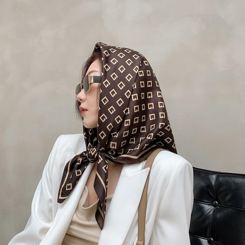 New Square Scarf Emulated Silk Scarf Fashionable Professional Scarf Versatile Light Thin Breathable Twill Scarf Shawl