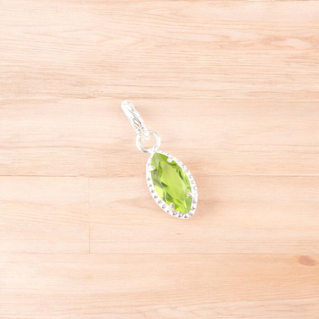 Marquise Peridot Gemstone 925 Sterling Silver Jewelry Handmade Women's Pendant PP-59-7