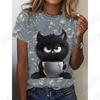 Футболка с 3d принтом Big Eye Cat, женские модные футболки, топы большого размера с короткими рукавами, футболки, готическая футболка с животными, женская одежда, собака
