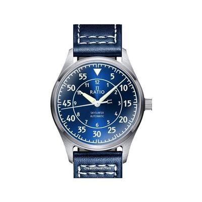 Skysurfer Pilot Blue Sunray Dial Leather Automatic RTS318 200M Мужские часы