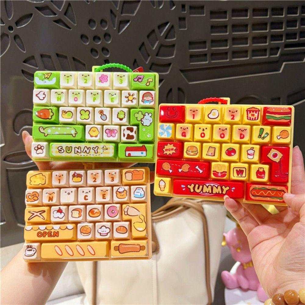 26-key Keyboard Keychain Pressable Keys Press Button Toy Cute Keyboard Fidget Toy Bag Ornament