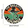"The Bad Kitty Lounge" Sign. 8x8 Inch Retro Cat Martini Art for Bar, Cafe or Home.