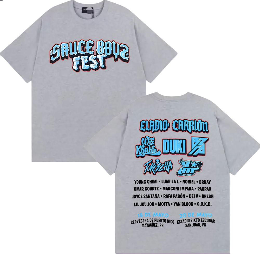 Rapper Eladio Carrion Sauce Boyz Fest Tshirt Mens Women Casual ONeck High Quality T Shirts Harajuku Hip Hop Oversized T Shirt