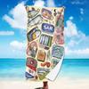 Vintage Cartoon Sardines Can Beach Towel Striped Fun Coastal Food Graphic Print Soft Absorbent Quick Dry Towel for Beach