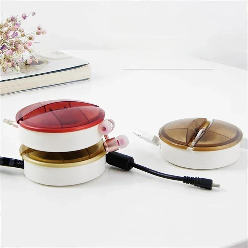 1 шт. Сворачивающееся устройство для намотки кабеля, портативное круглое устройство для хранения кабеля, 4 цвета, гибкий органайзер для кабелей для наушников / зарядного устройства