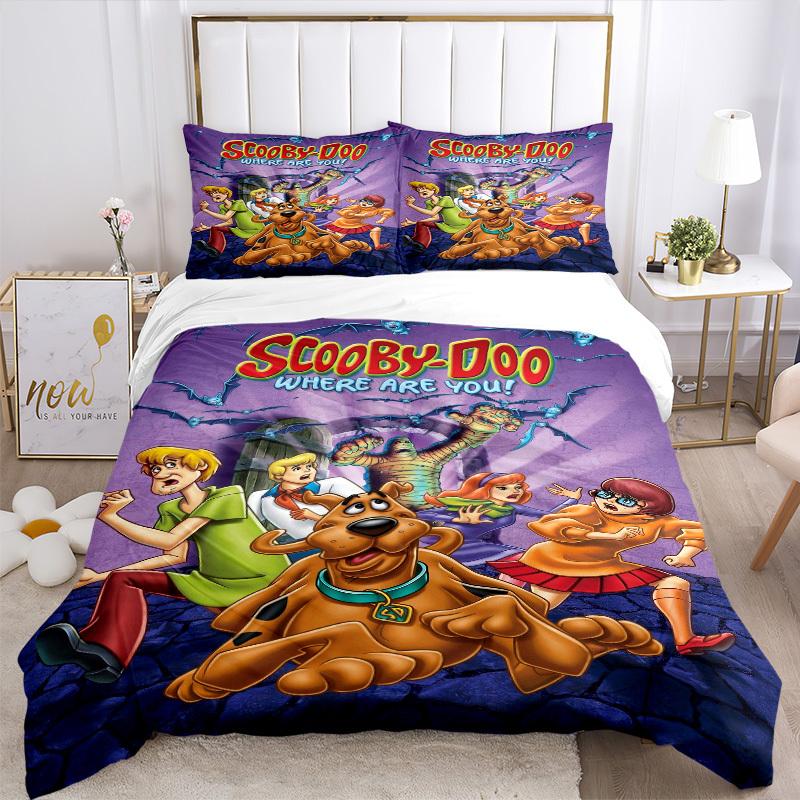 Постельное белье Scooby-Doo Mystery Solvers Пододеяльник Подарок для спальни, Включает 1 пододеяльник и 2 наволочки, Без вставкиB333
