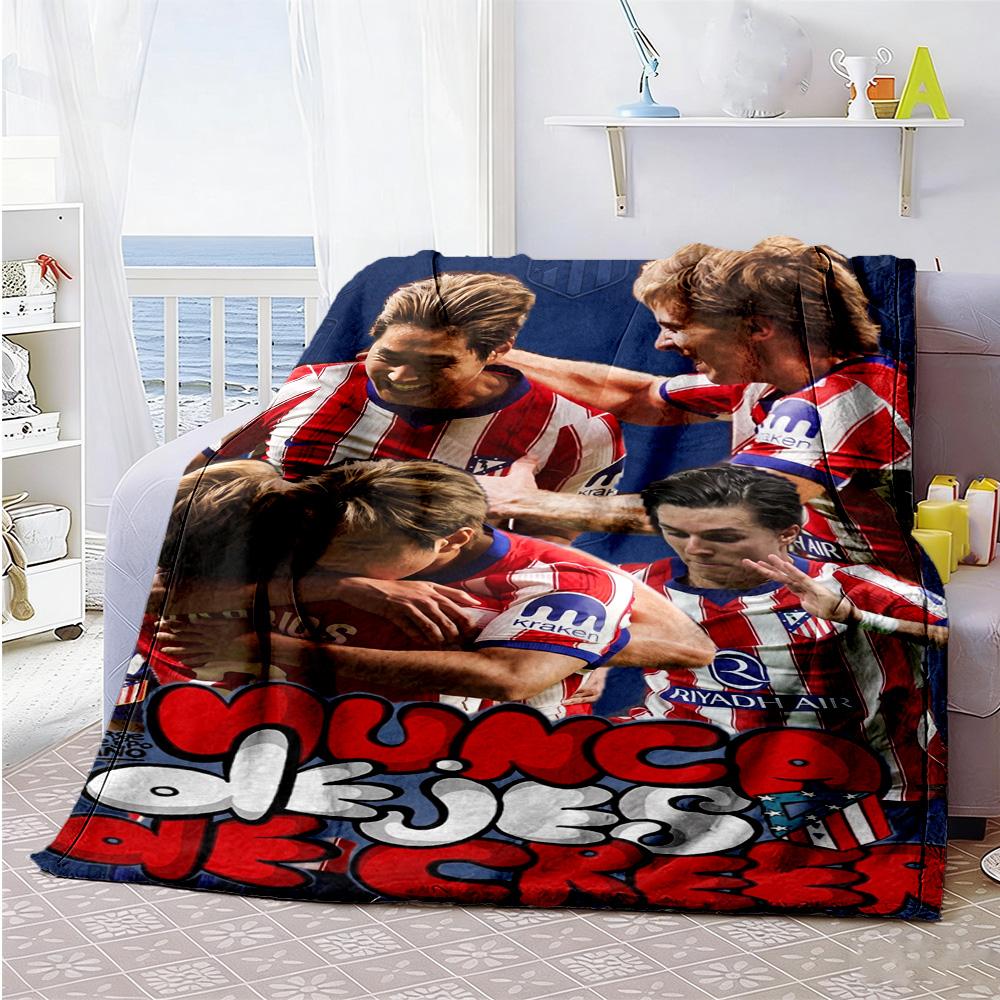 Atletico Madrid Personalized Text Blanket Gift Customizable Blanket Soft & Cozy Throw For Livingroom Office Couch Seaside for All Occasions