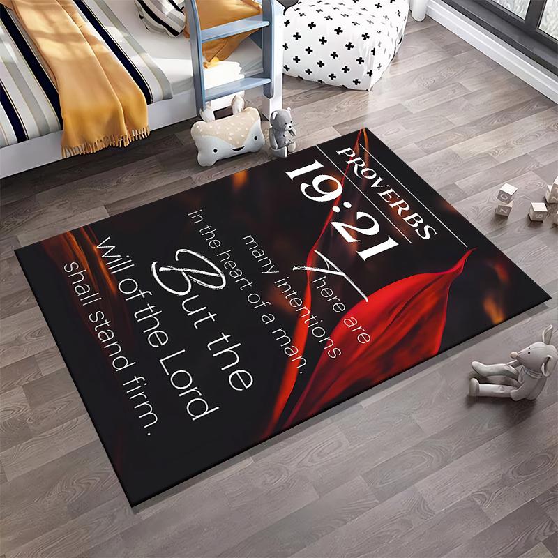 Proverbs 19:21 Inspirational Quote Rug Non-slip rug suitable for living room and bedroom sofas.