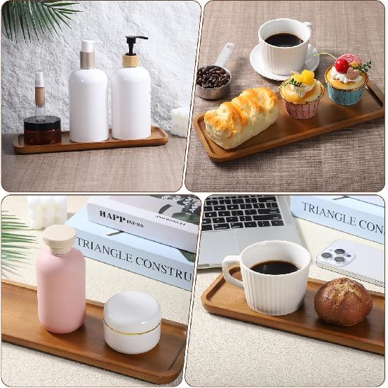 Small Wood Tray Wooden Trays for Decor Small Wooden Platters Long Wood Tray Serving Trays Solid Acacia Mini Charcuterie Boards, Cheese Board for