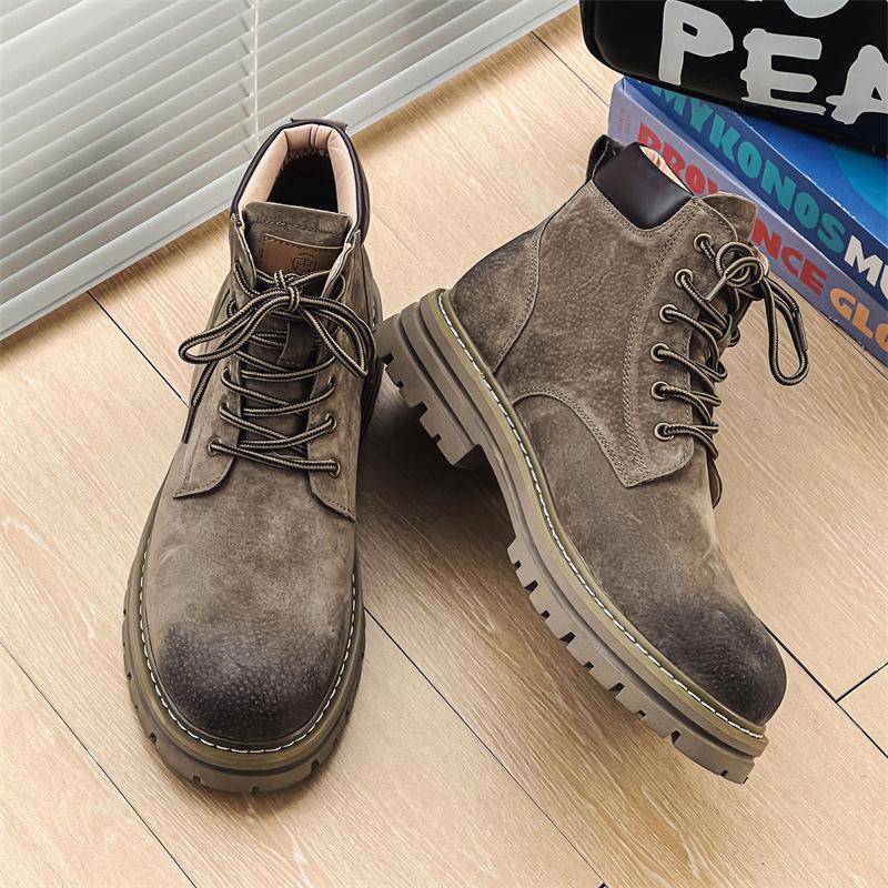 Американские ретро ботинки Мартин мужские и женские 2025 зимние бархатные на платформе пара рабочие ботинки трендовая обувь-J