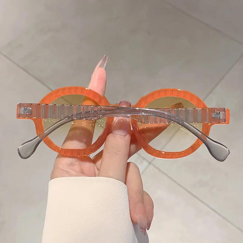 Винтажные Уникальные Круглые Солнцезащитные Очки в Полоску Женские Для Мужчин Модные Двойные Конфетные Цвета Линзы UV400 Панк Тренд Роскошные Солнечные Очки