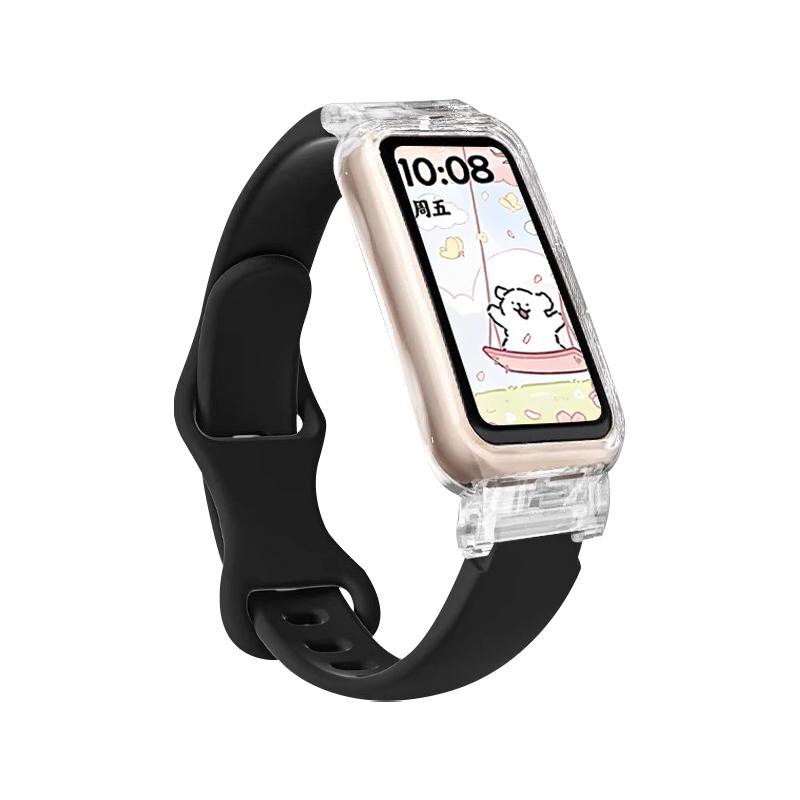 Прозрачный чехол+Ремешок для Huawei Band 10/9/8 Аксессуары Спортивный силиконовый браслет pulseira correa для Huawei Band 10 9 NFC/8 NFC