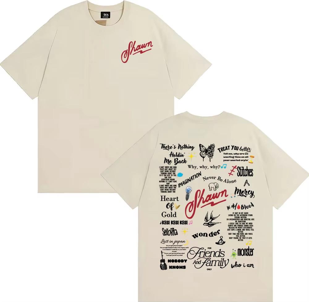 Shawn Unisexdes Album Tour 2025 Printed T Shirt For Unisex Women Casual Cotton Oversized Tshirt Unisex Vintage Hip Hop Pop Music T Shirt