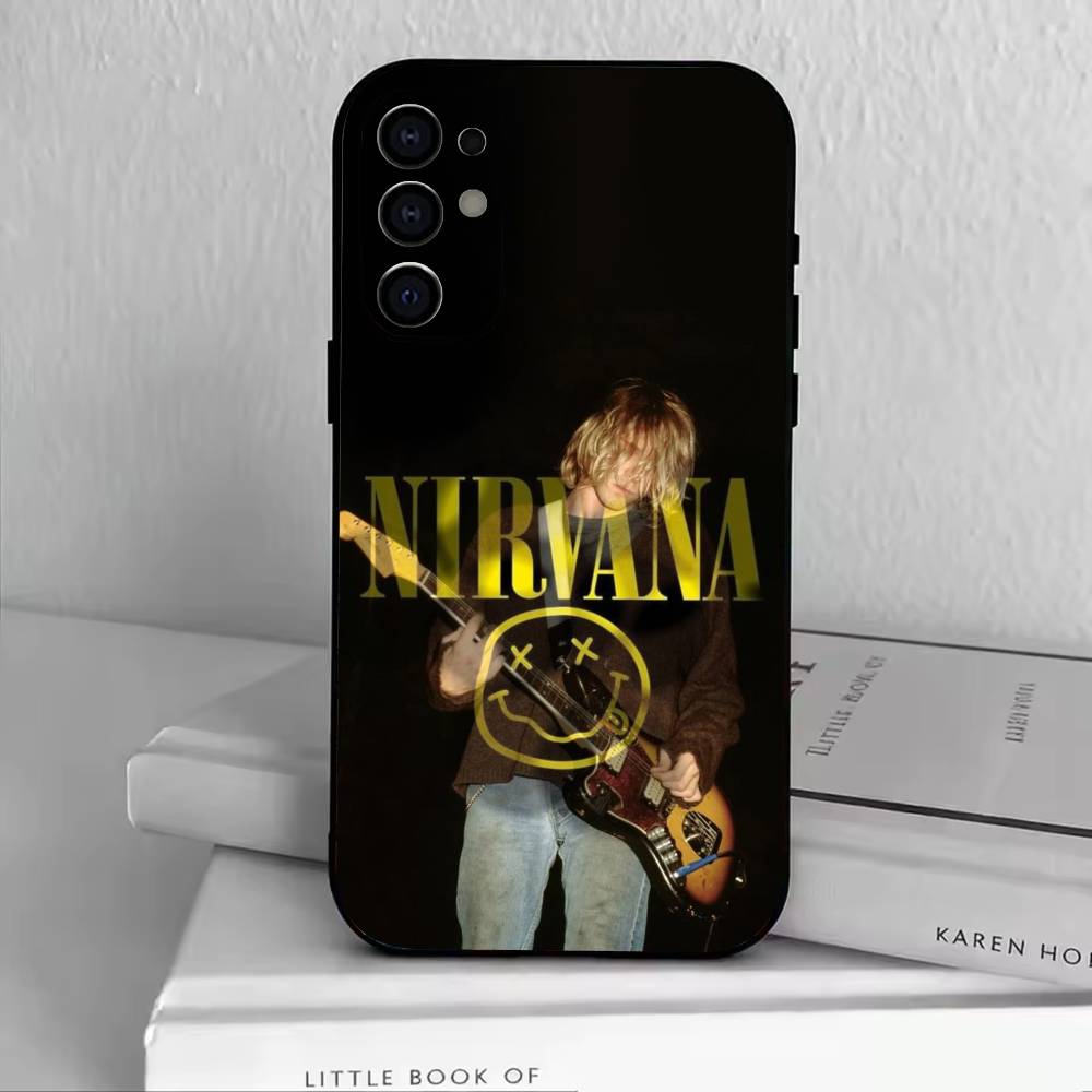 N-Nirvana Phone Case Black Silicone Soft For Samsung S25,S24,S21,S22,S23,S30,Ultra,S20,Plus,Fe,Lite