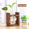 Bonsai  Heart Shape Home Decoration Wedding Vase Wooden Frame Glass Vase Hydroponic Plant Vase Vintage Flower Pot Table Desktop