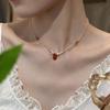 Glass Beaded Zircon Resin Pendant Pearl Necklace Retro Premium Temperament Clavicle Chain Fashion Light Luxury Necklace
