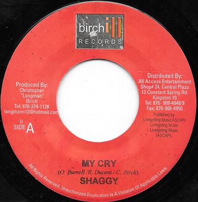 7-дюймовая пластинка SHAGGY - My Cry NONE Birchill Record 2005 Ямайка Регги, Ска и Даб Б/у