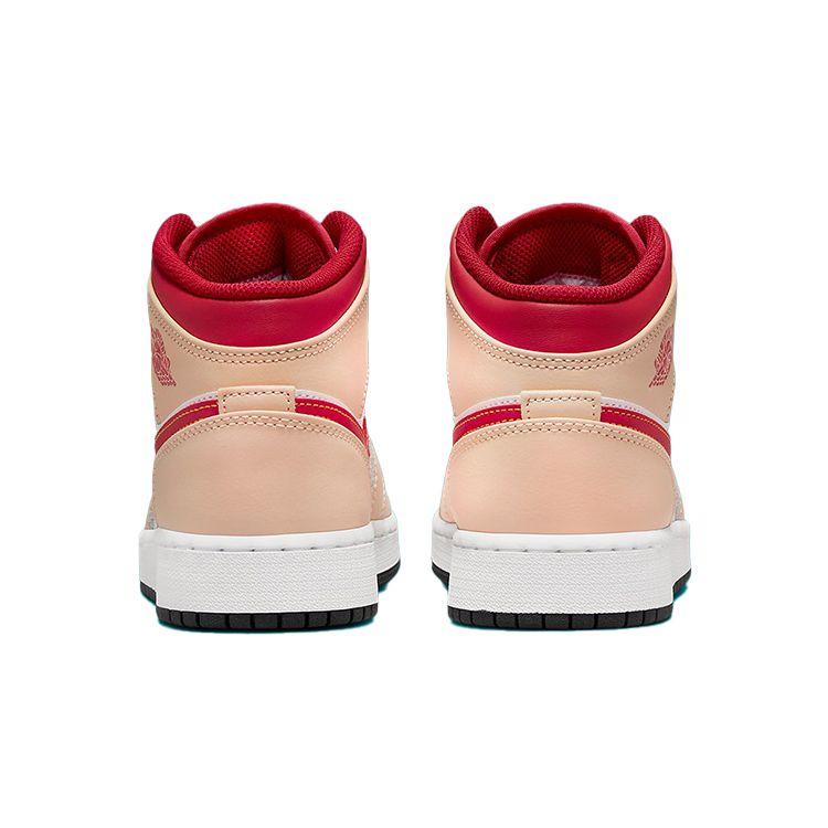 Air Jordan 1 Mid GS White Onyx Light Curry Cardinal Red 554725-201