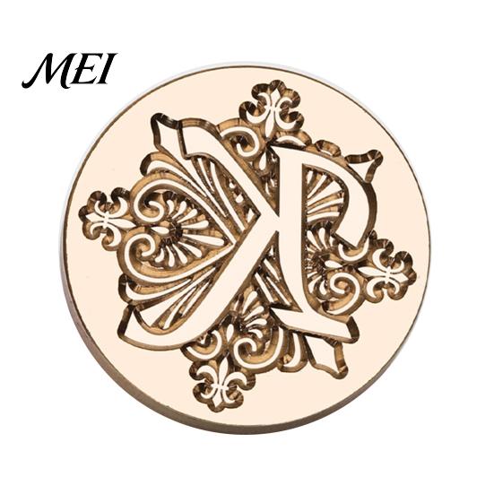 Decorative Wax Seal Stamp Iris A-Z Initial Alphabet Head, Brass Engraved Vintage Sealing Head for Wedding Invitations Envelopes Journal Gift Packaging
