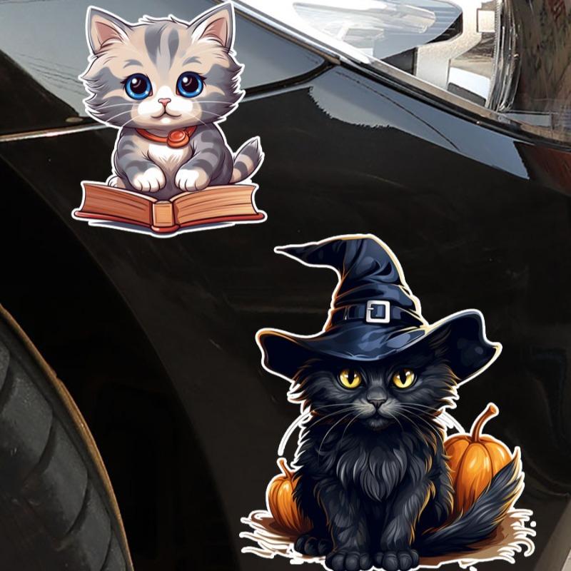 Милые водонепроницаемые наклейки для автомобиля с изображением кота, автомобильные наклейки на окна, бампер, кузов, забавные декоративные покрытия, царапины, аксессуары для животных