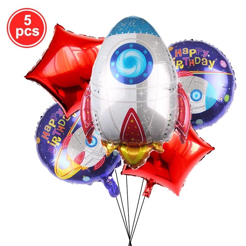 CUCU Rocket Astros Balloon Birthday Astronaut Spaceship Foil Balloons Cartoon Sci-Fi Space Anime Theme