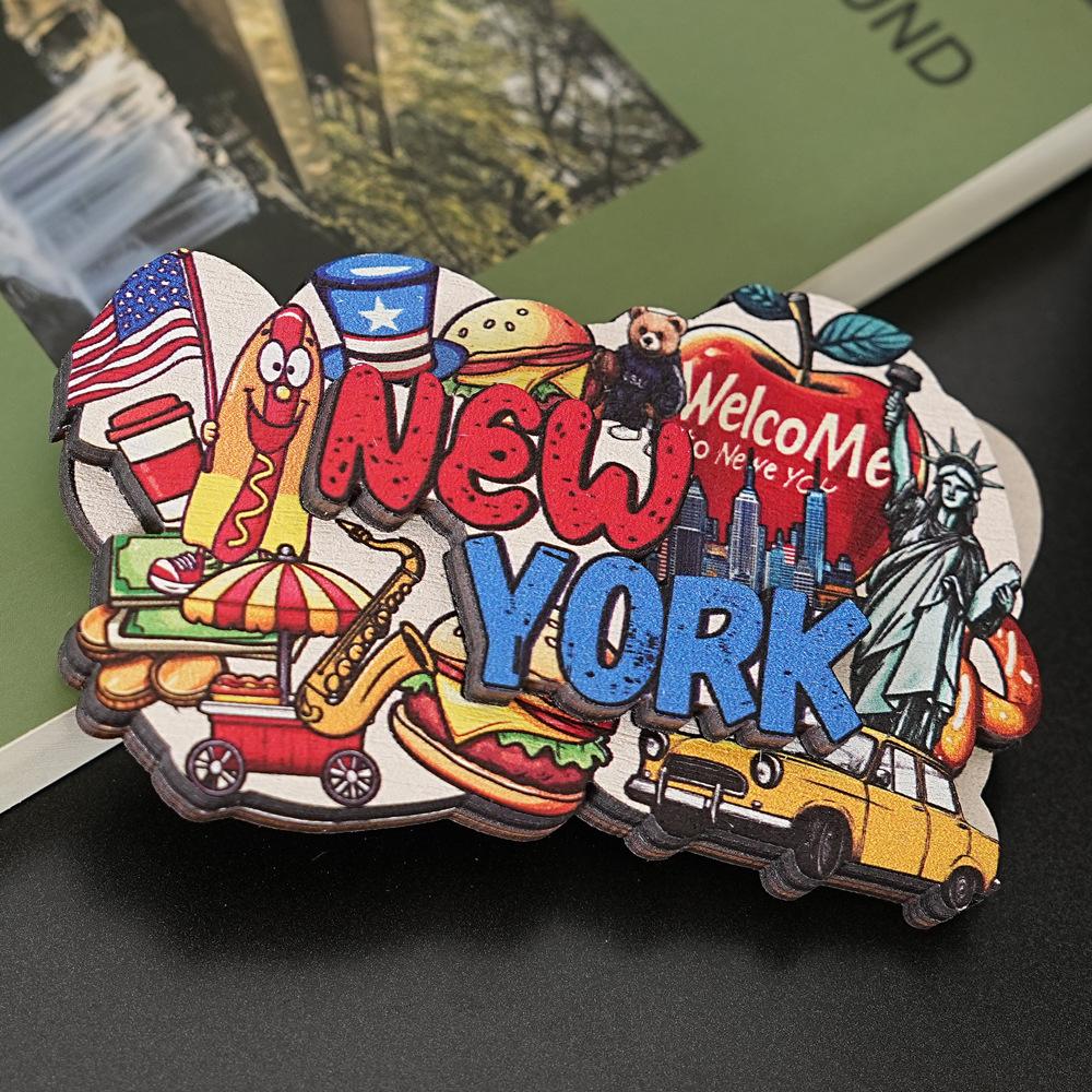 3D Wooden Magnetic Fridge Magnet City Landmark Souvenir Travel Memory Gift Set