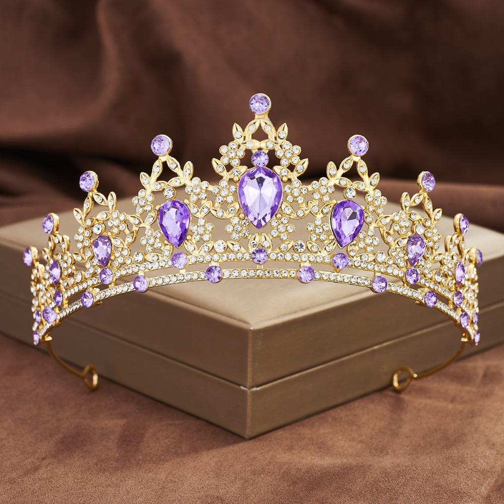 Shiny Baroque Crown Elegant Princess Rhinestone Crown Exquisite Bridal Tiara Women/Girls