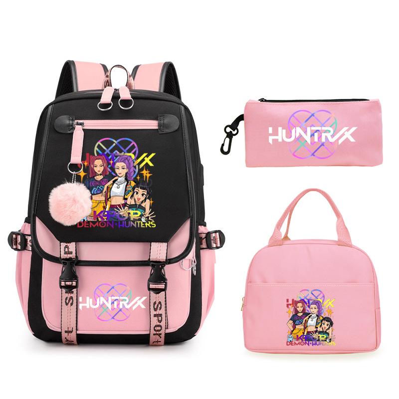 KPop Demon Hunters Rumi Anime Merchandise Backpack and Pencil Case Convenient Backpack for Couples for Business Trips and Travel