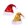 Warm Santa Hats Blingbling Sequins Thicken Plush for Holiday Christmas New Year Symbol Caps with White Brim