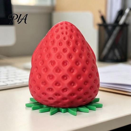 Articulated Strawberry Doll 3D Printed Storage Box, Cute Figurine with Personalized Gifts for Colleagues Movable Limbs, Mini Trinket Holder