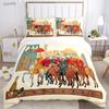 Fashion Ethnic Frame Horse Duvet Cover Comforter Bedding Set Soft Quilt Cover and Pillowcases for Teens Single/Double/Queen/King