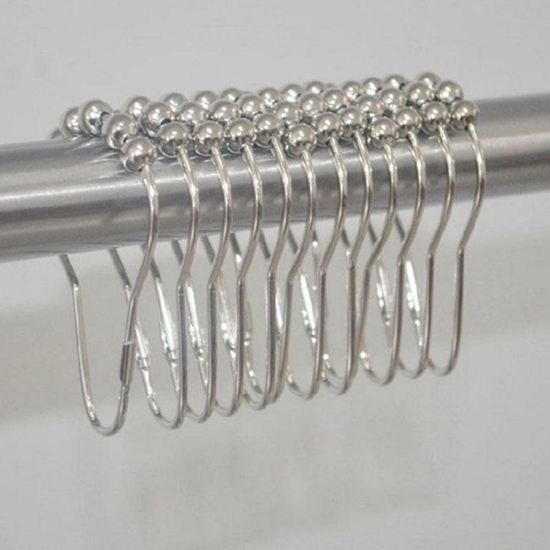 12 шт. полированный сатиновый никель 5 роликовых шариковых колец для душевой занавески крючки для ванны