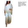 Summer Chiffon Gradient 2 Piece Set for Women Plus Size Crew Neck