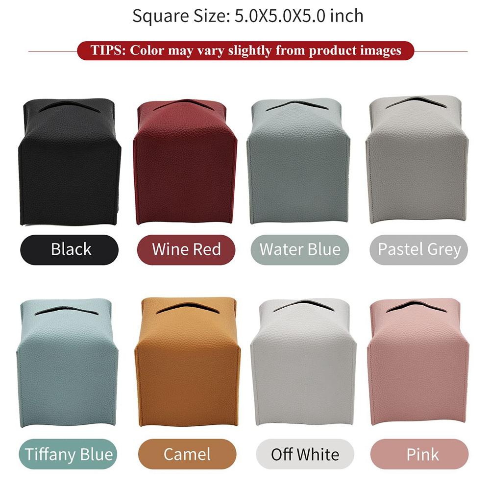Квадратный декоративный держатель для салфеток из искусственной кожи, современный держатель для салфеток, органайзер для косметической бумаги, диспенсер для ванной комнаты 5X5X5''