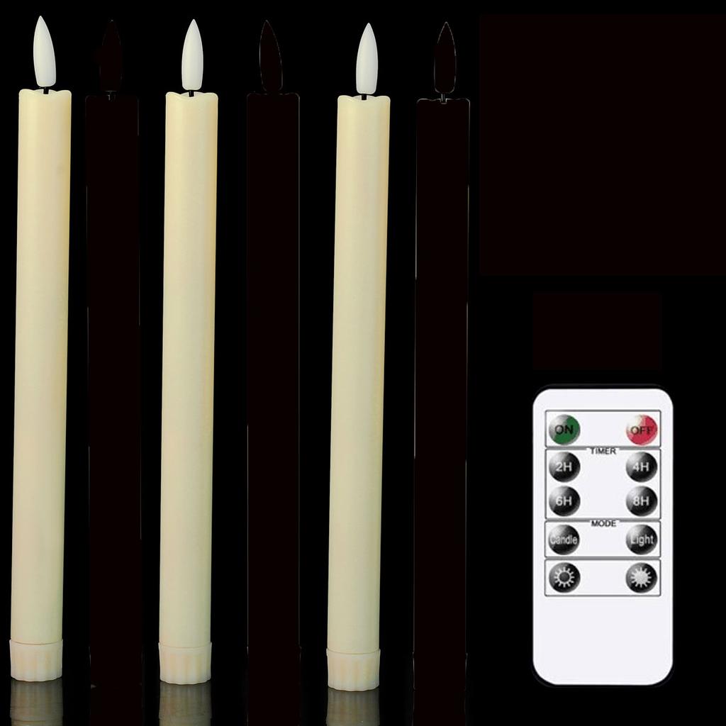 3 or 6 Pieces Short Or Long Flameless Wedding Decorative Taper Candles,6.5 /10 Inch Battery Powered Christmas Home Decoration