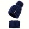 2pcs/set  Knit Hat Scarf Set Thick Plush Windproof Cozy Warm for Autumn/Winter Hat