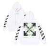 1113 Off-White 2026 Autumn and Winter New OW Fluorescent Letter Arrow Pullover Men's and Women's Hooded Sweatshirt Sweatshirt