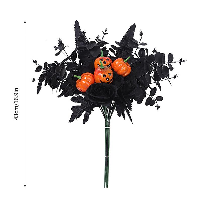 Halloween Branches Fake Twig with pumpkin Flower Halloween Creepy Centerpieces Bouquet for Halloween Party Supply