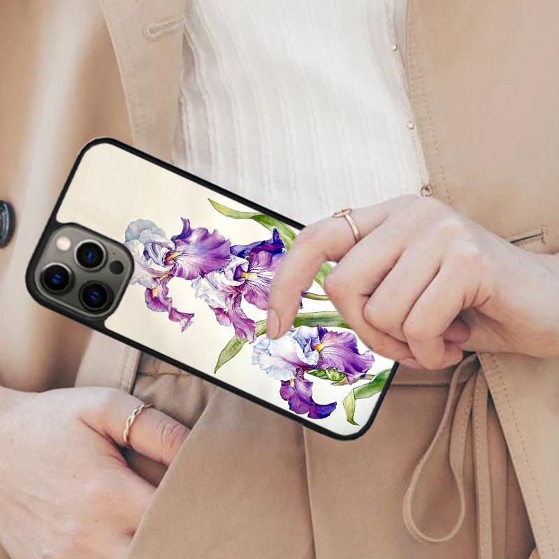 Iris Flower Floral Watercolor Magnetic Phone Case For APPLE iPhone 17 Air 16 14 13 12 Pro Max 15 Plus Wireless MagSafe Cover