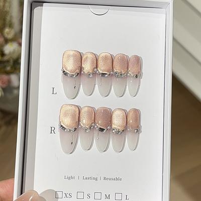 Розовый дымчатый кремовый атмосферный стеклянный бисер кошачий глаз градиент лунный свет изысканный французский сломанный бриллиант износ доспехи