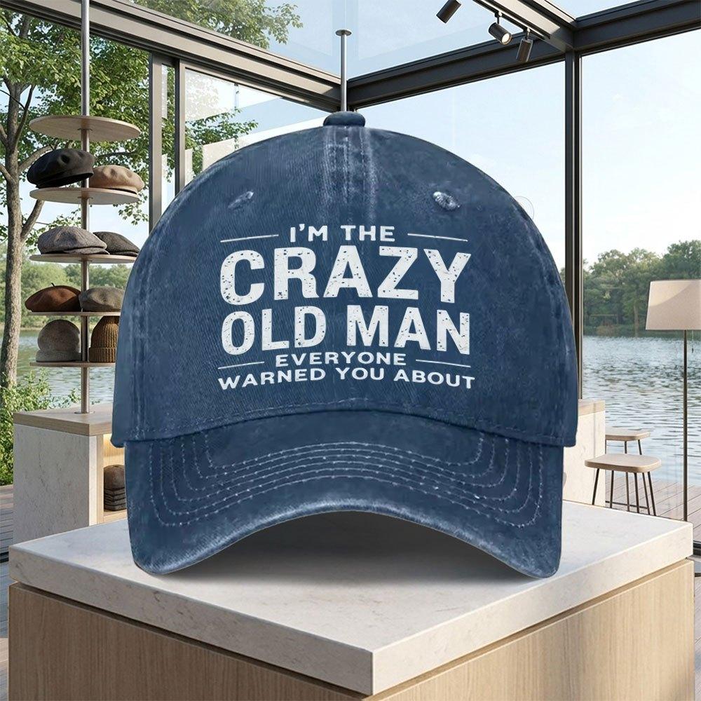 Unisex Crazy Old for Unisex Vintage Logo Baseball Cap Running Hat Sun Hat Suitable for Golf Driving Fishing Outdoor Sports