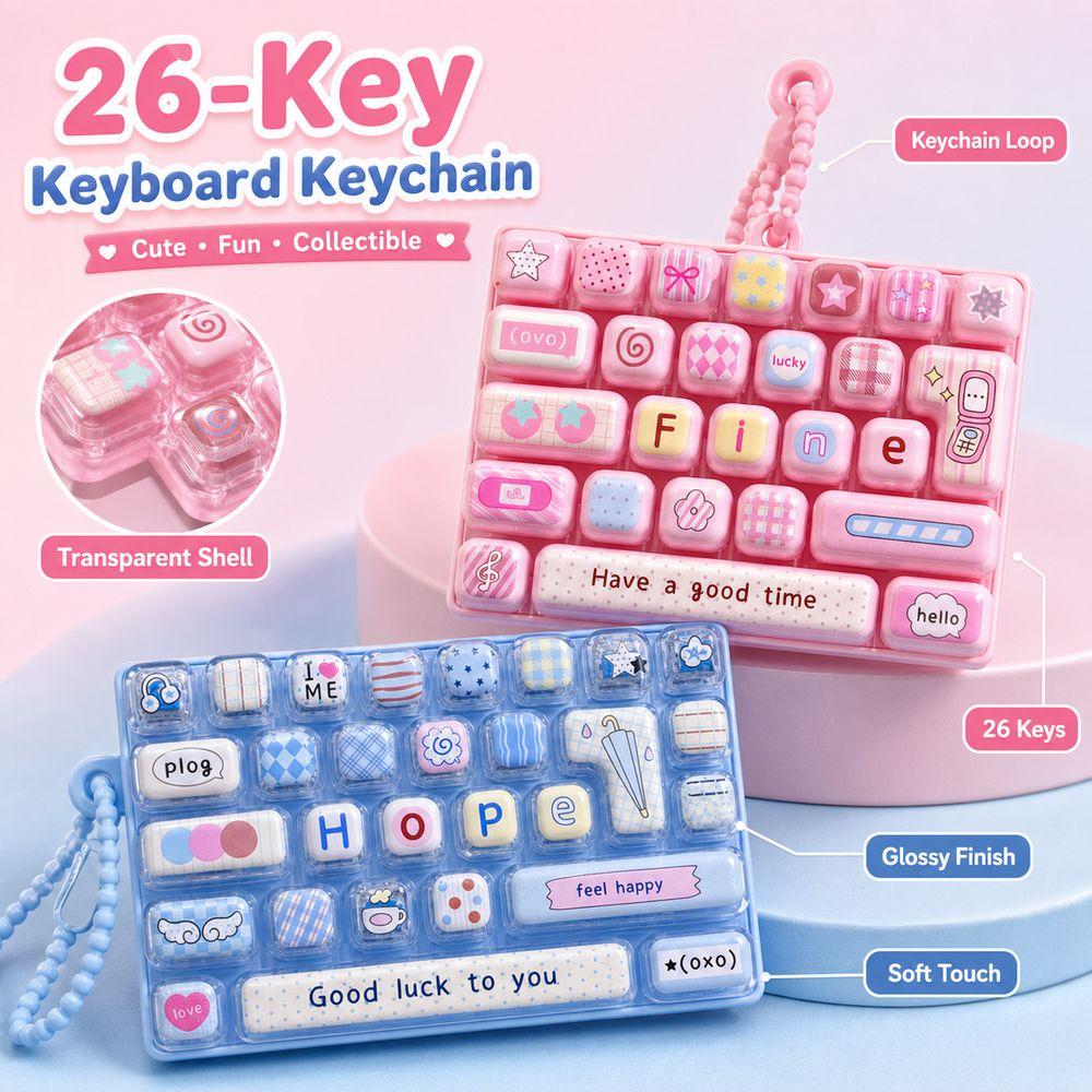 26-key Keyboard Keychain Pressable Keys Keyboard Toy Durable Press Button Toy Bag Ornament