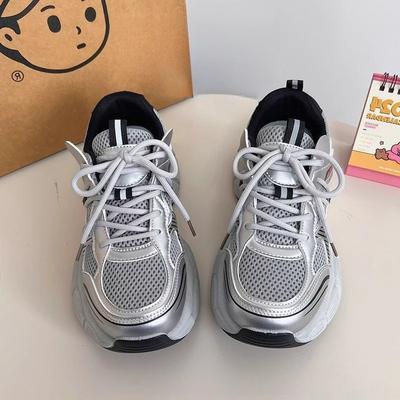 Фиолетовые кроссовки папы Женские весенние повседневные туфли Платформа Универсальные кроссовки