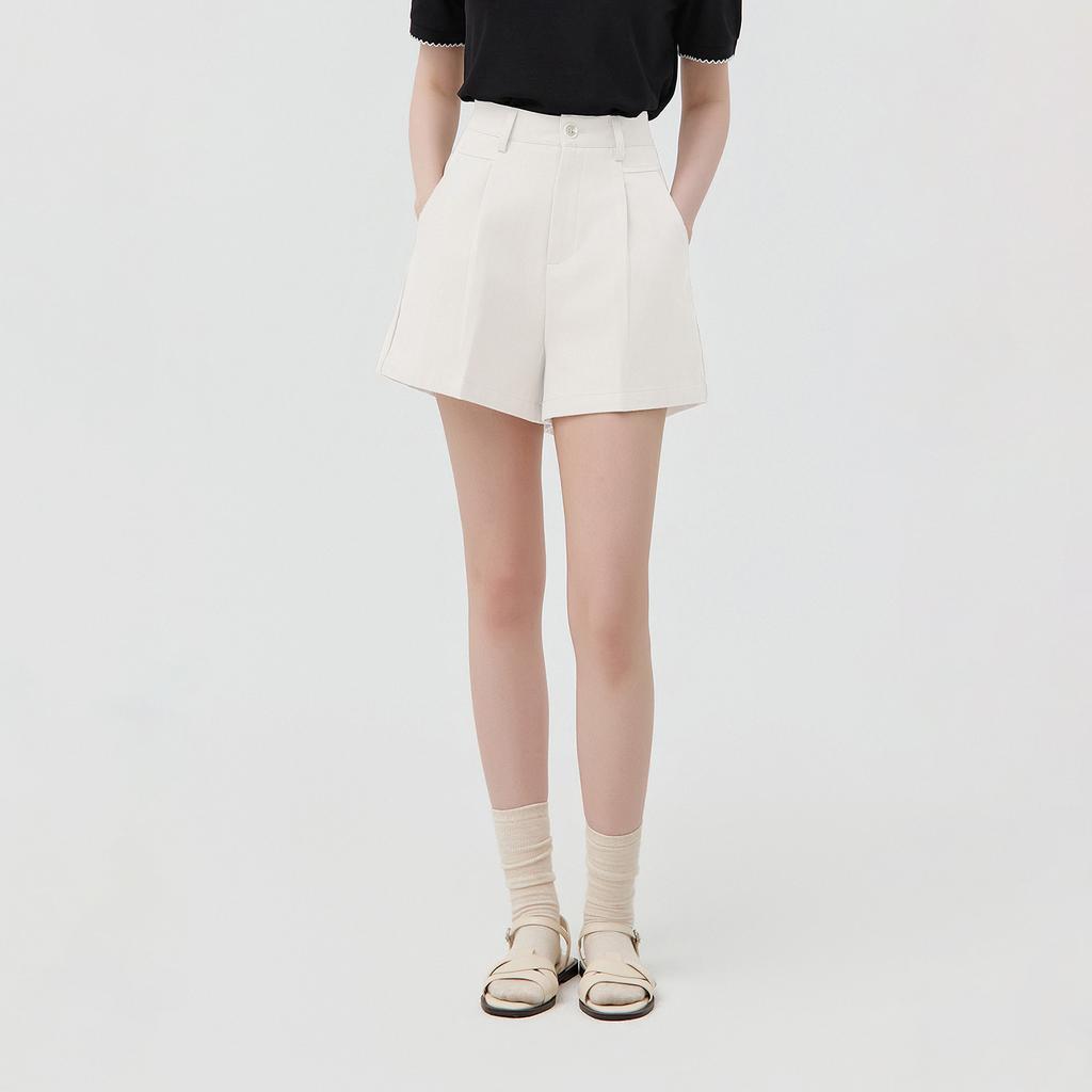 MARTINE GOLF A-Line One-Tuck Shorts_Ivory