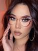 Metal Cat Eye Glasses Frame Woman Fashion  Brand Designer New Trend Cateye Computer Eyewaer Gradient Color Frame Eyegalsses